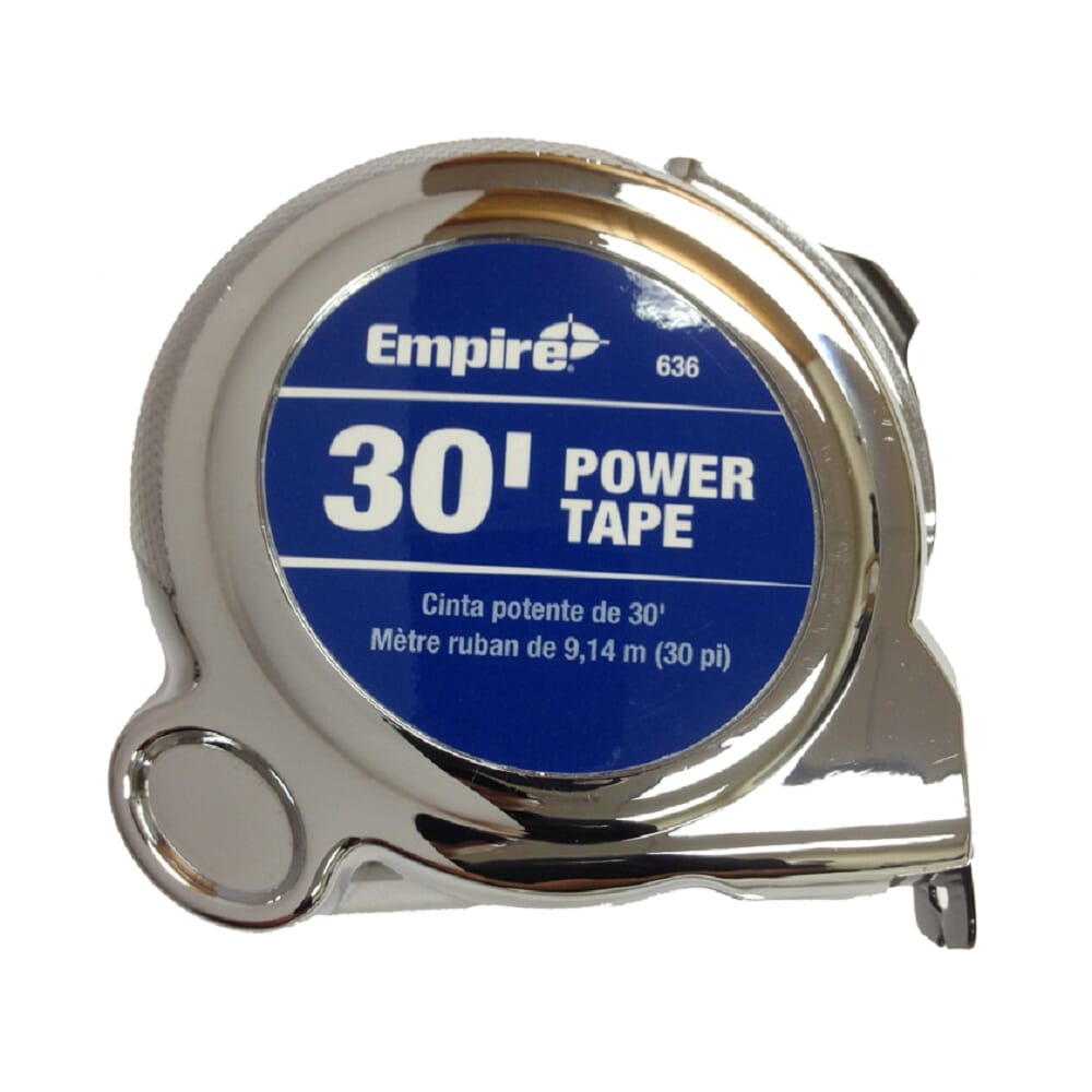 Milwaukee® Empire® 636 Ergonomic Power Tape With Belt Clip, 30 ft L x 1 in W Blade, Steel Blade, 1/16 in Graduation